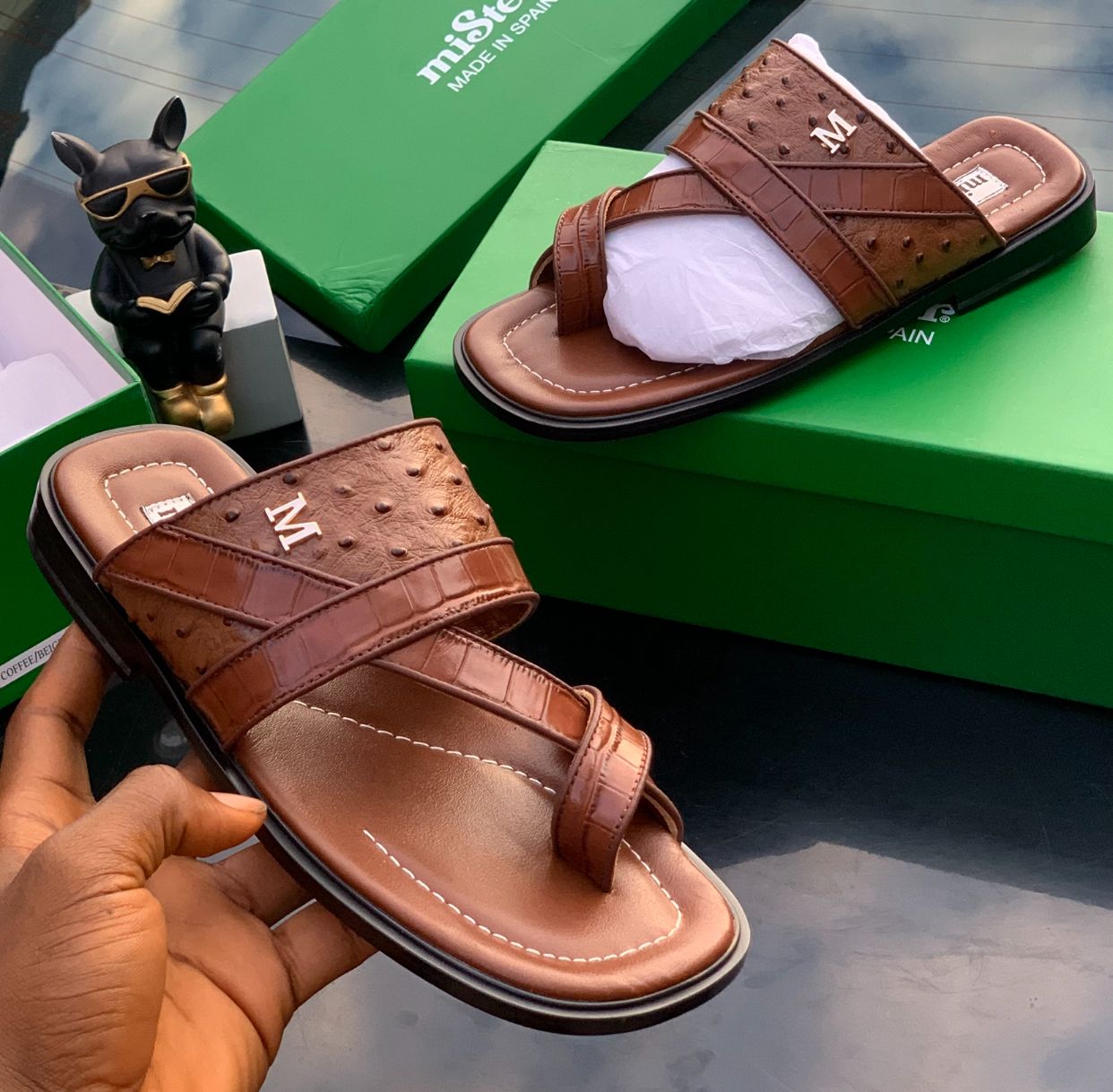 Mister luxury slipper- cognac dark brown