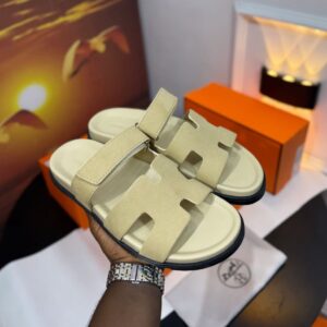 Alternative view of Hermes luxury Pam suede slipper-biege