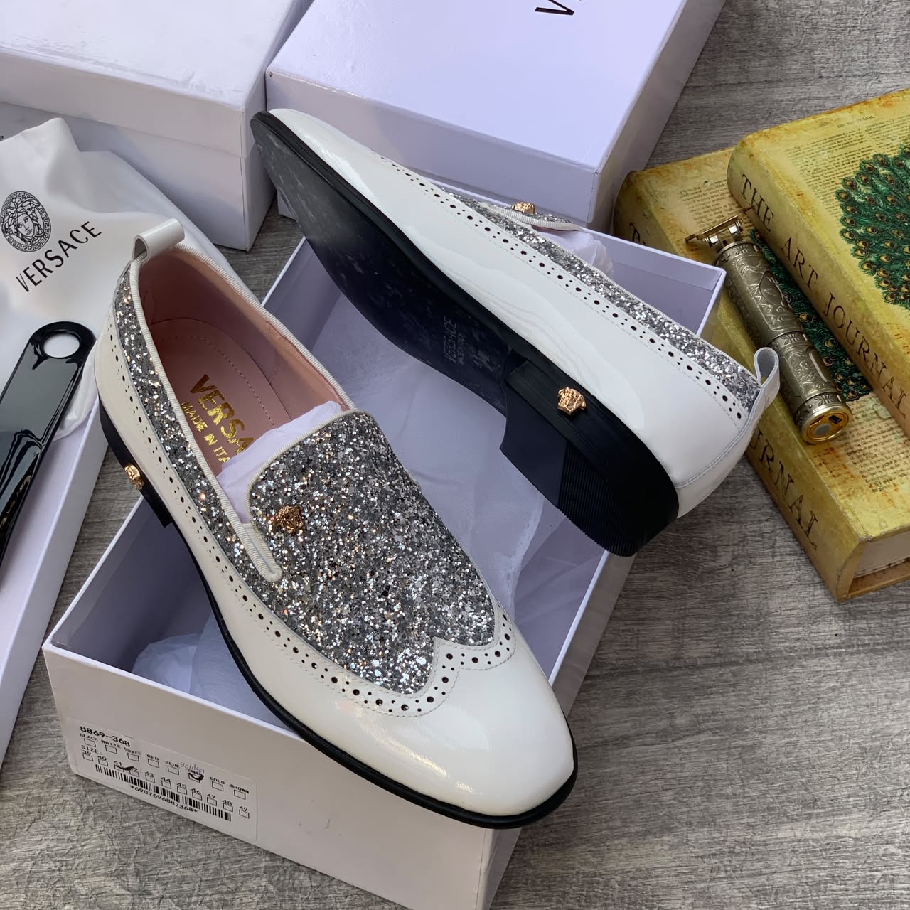 Versace Men luxury Shoe - white