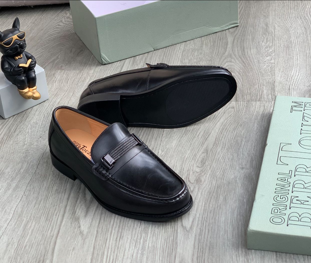 Bebbtouze Textured Bar Slip-On Loafer “Black”