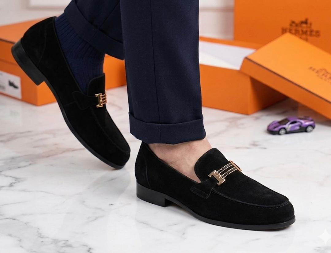 Burgundy Suede Horsebit Loafer “Black - Image 2