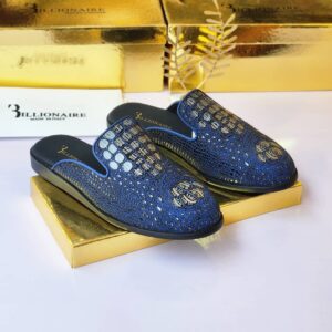 Billionaire blue Skin Half Shoe - blue
