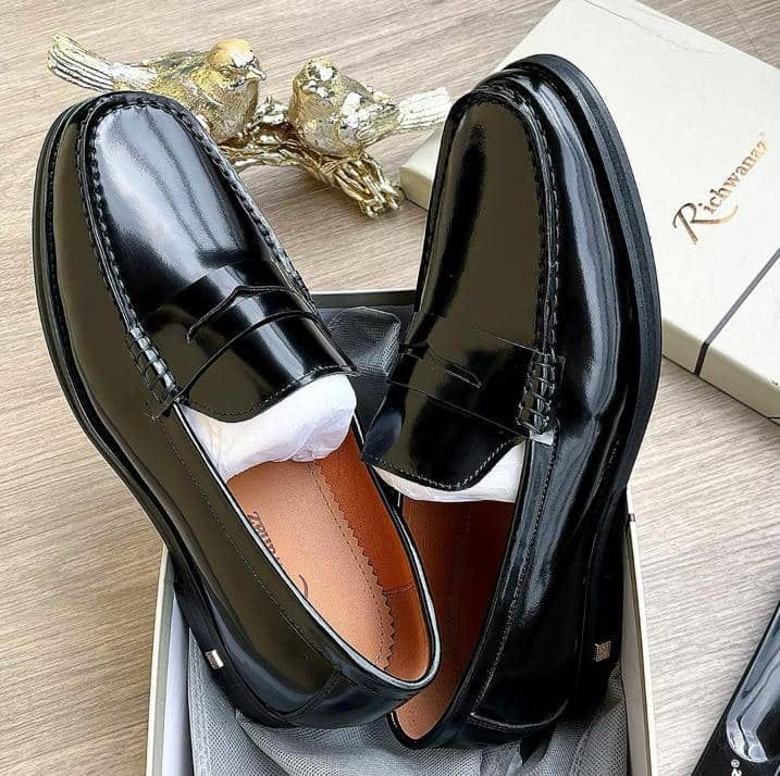 Richwanaz Black Patent Leather Penny Loafer “High Shine
