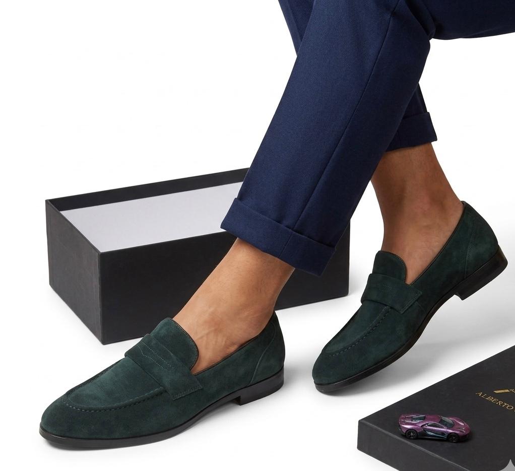 Forest Green Suede Penny Loafer - Image 2