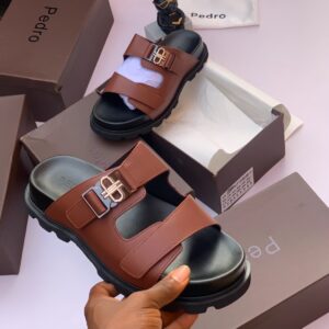 Pedro Double Strap “Brown Buckle” Slide