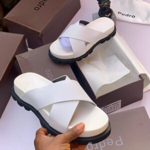 Pedro Cross Strap “White Chunky” Slide