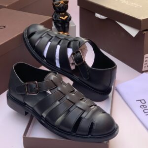 Pedro Buckle Strap Leather Sandal Black
