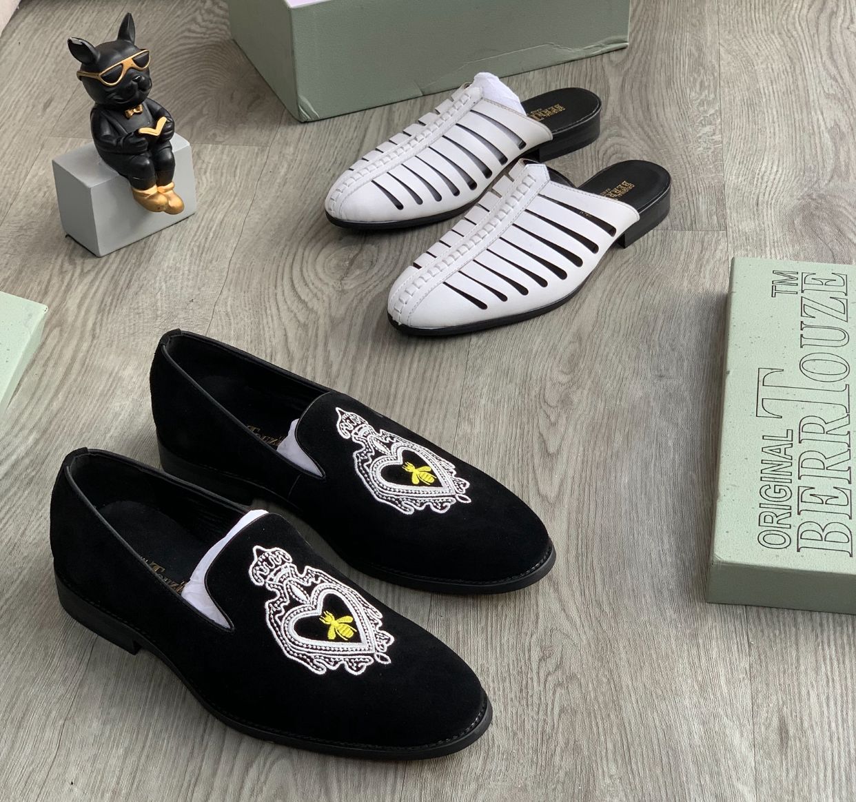 Bebbtouze Crest Embroidered Suede Loafer “Black” - Image 2