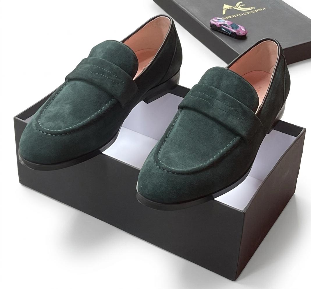 Forest Green Suede Penny Loafer