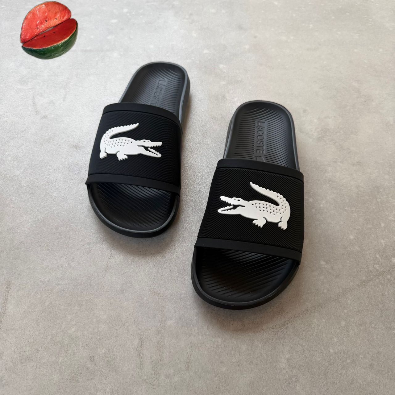Lacoste luxury slide- black