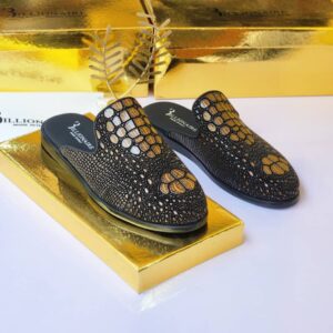 Billionaire brown Skin Half Shoe - black