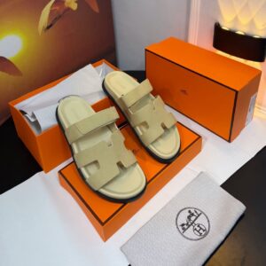 Hermes luxury Pam suede slipper-biege