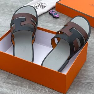 Hermes  Premium Men's "H" Leather Slide Sandal