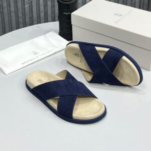 Alternative view of Brunello Cucinelli Luxury Cross strap black Slides