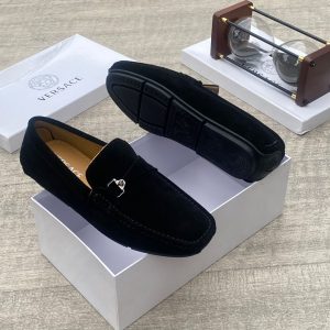 Alternative view of Versace Suede Driving Loafer – black