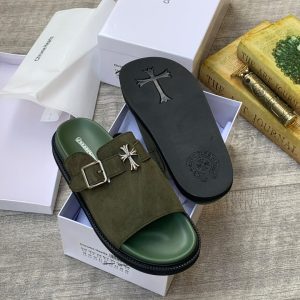 Alternative view of Chrome Hearts Suede Slide –  Green