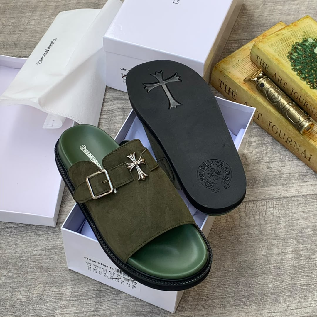 Chrome Hearts Suede Slide – Green - Image 2